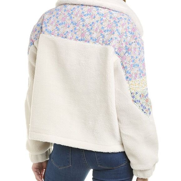 Lea & Viola | L | Floral Teddy Jacket floral trimmed zip up fleece jacket - Picture 2 of 8